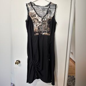 ✨Marie Claire Size 13 Vintage Graphic Print Zip-Up Dress